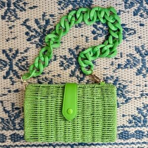 A New Day Green Woven Clutch Bag